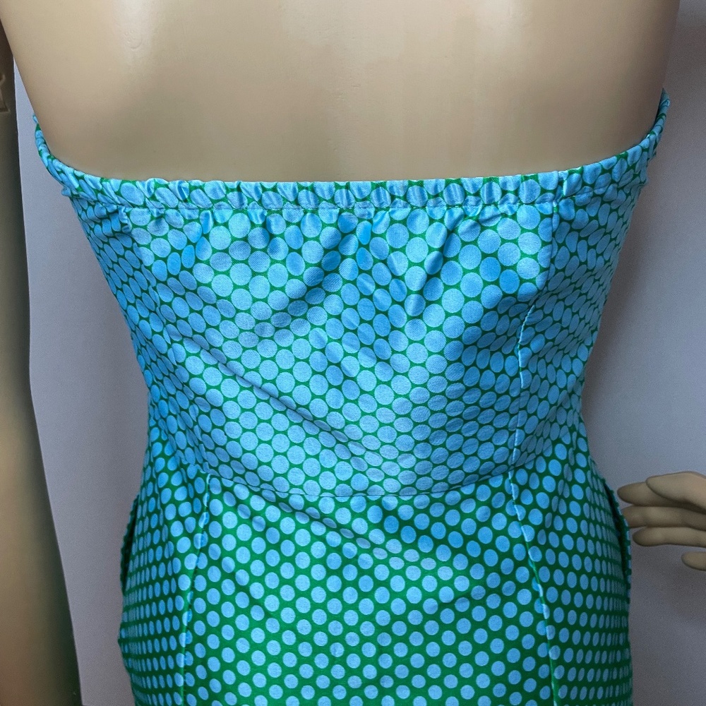 Polka dot turquoise green ombré strapless dress! - Picture 9 of 11